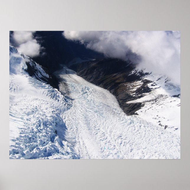 Franz Josef Glacier Aerial View, New Zealand Poster (Front)