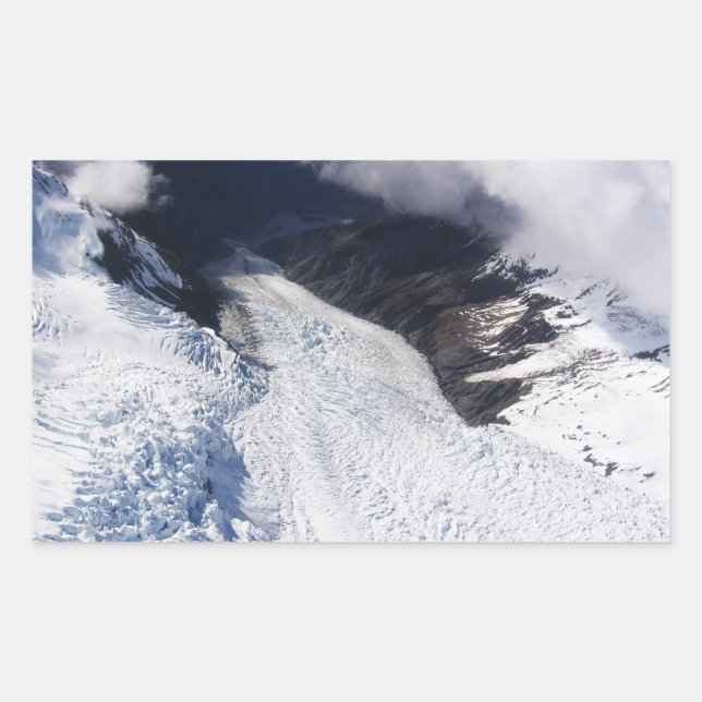 Franz Josef Glacier Aerial View, New Zealand Rectangular Sticker (Front)