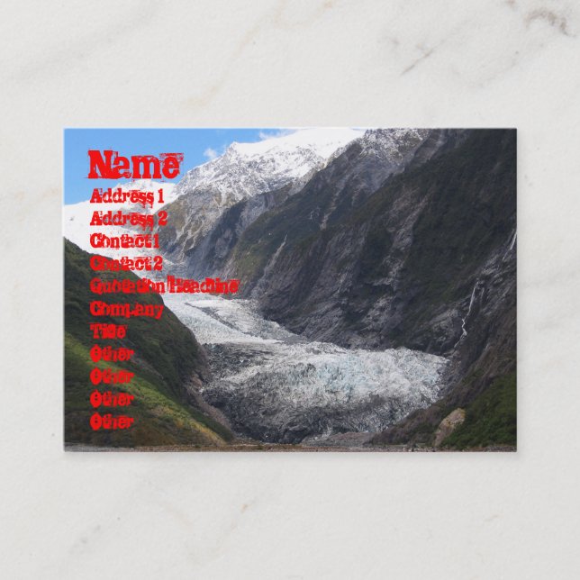 Franz Josef Glacier, New Zealand Business Card (Front)