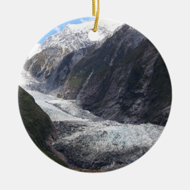 Franz Josef Glacier, New Zealand Ceramic Tree Decoration (Front)