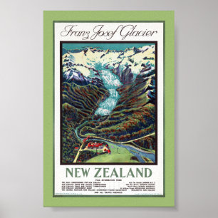 Franz Josef Glacier Vintage Travel Poster