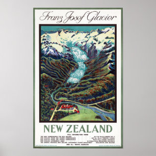 Franz Josef Glacier Vintage Travel Poster