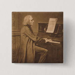 Franz Liszt  at the Piano 15 Cm Square Badge