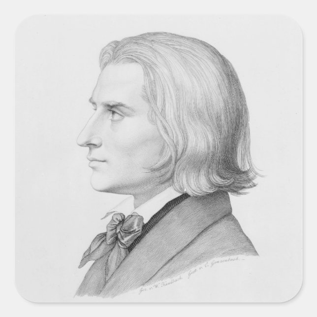Franz Liszt, engraved by Gonzenbach Square Sticker (Front)