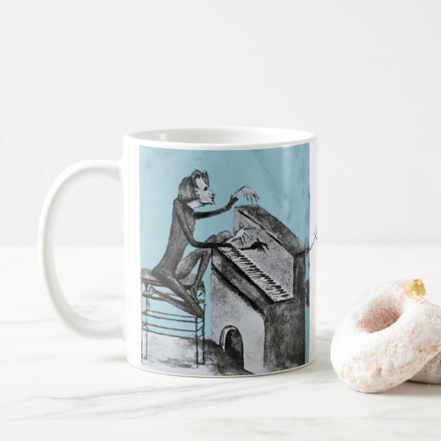 Franz Liszt Sketch - Unique sketch by Maurice Sand Coffee Mug (With Donut)