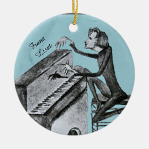 Franz Liszt Unique Sketch by Maurice Sand 1837 Ceramic Tree Decoration