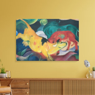 Franz Marc Abstract Cows Red Green Yellow Painting Canvas Print