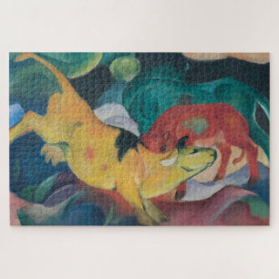 Franz Marc Abstract Cows Red Green Yellow Painting Jigsaw Puzzle