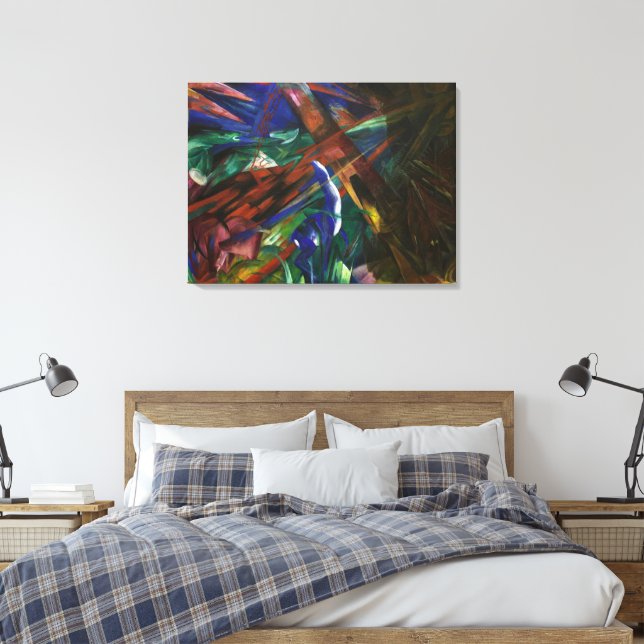 Franz Marc Animal Fates Red Blue Expressionist Art Canvas Print (Insitu(Bedroom))