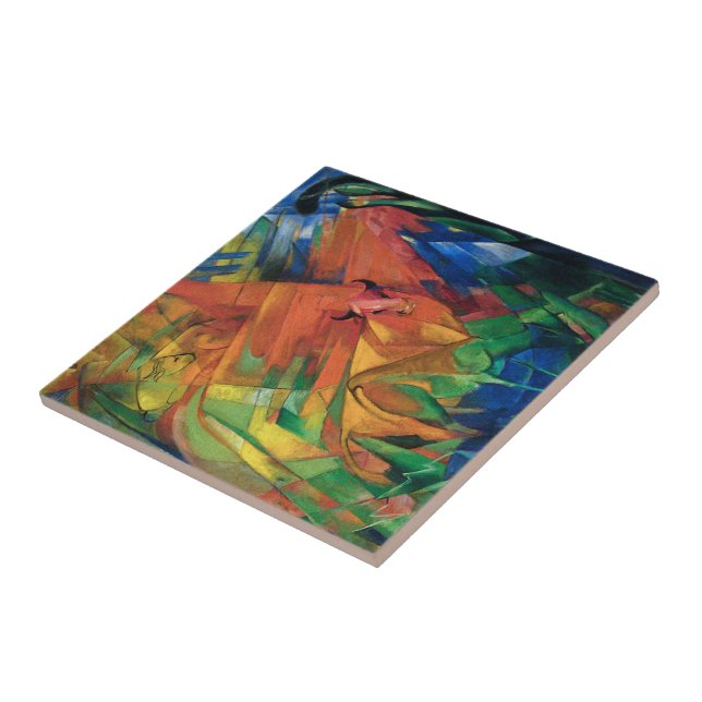 Franz Marc Animals in a Landscape Colourful Tile (Side)