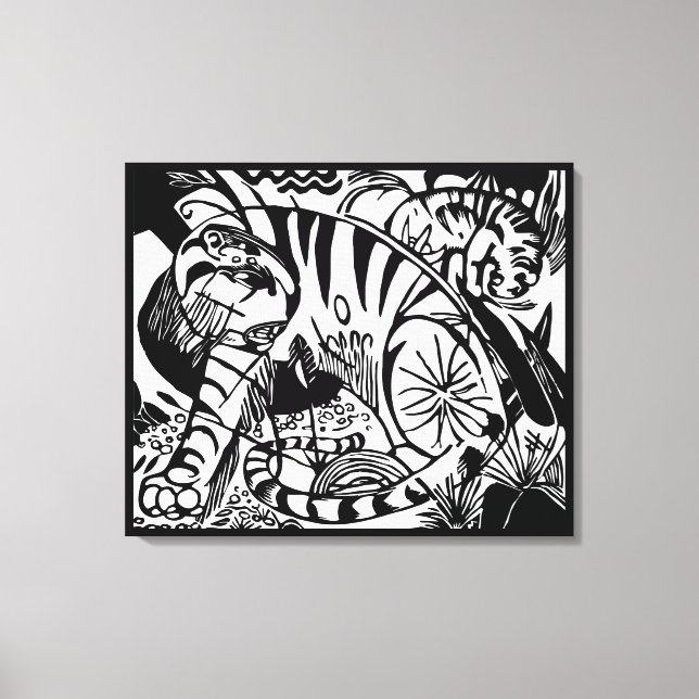 Franz Marc - Black and White Tiger - Abstract Art Canvas Print (Front)