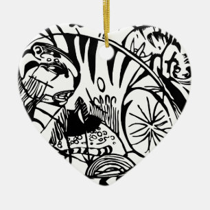Franz Marc - Black and White Tiger - Abstract Art Ceramic Tree Decoration