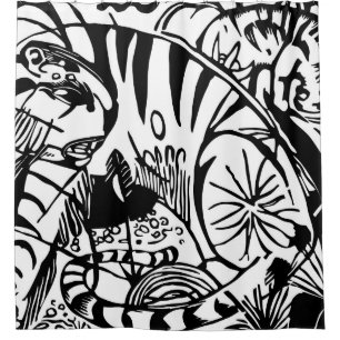 Franz Marc - Black and White Tiger - Abstract Art Shower Curtain