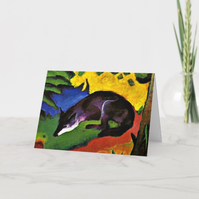 Franz Marc - Blue Fox, colourful painting Holiday Card (Front)