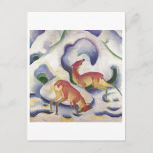 Franz Marc - Deer in Snow 1911 Canvas Fawn Doe Postcard