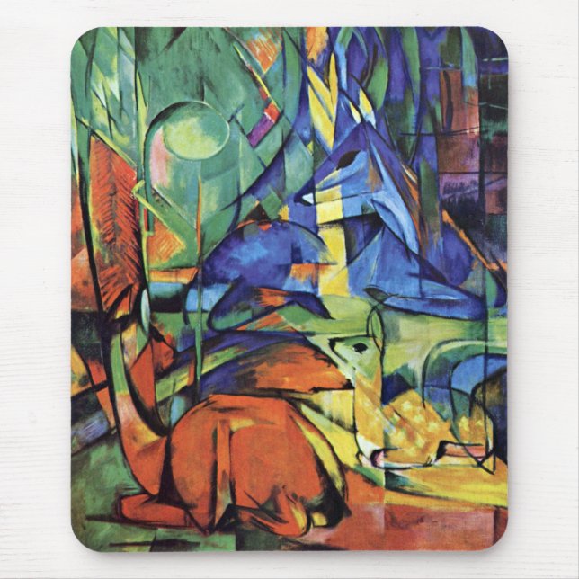 Franz Marc - Deer in the forest (II) Mouse Mat (Front)