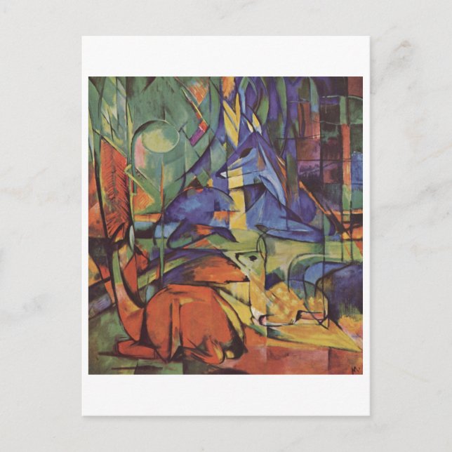 Franz Marc - Deer in Woods II 1913-14 Moon Fawn Postcard (Front)