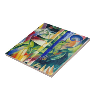 Franz Marc Famous Painting Little Mountain Goats Tile