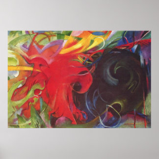 Franz Marc - Fighting Forms 1914 Colour Black Red Poster
