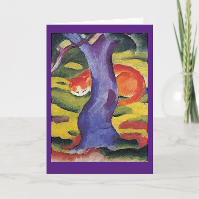 Franz Marc, Fine Art, Cat Hiding Behind a Tree,  Card (Front)
