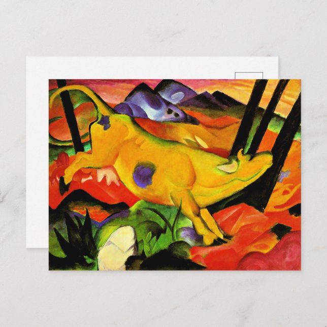 Franz Marc painting, The Yellow Cow Postcard (Front/Back)