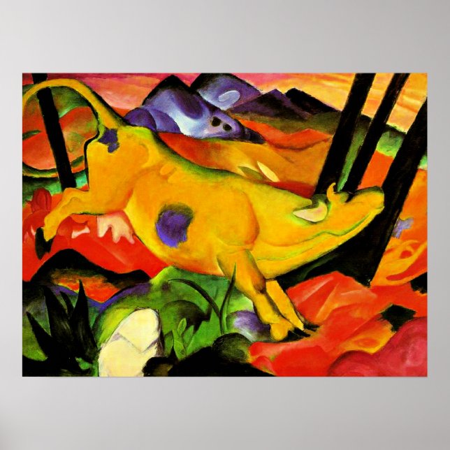 Franz Marc painting, The Yellow Cow Poster (Front)