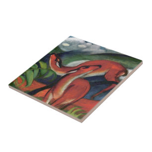 Franz Marc Red Deer Famous Painting Tile