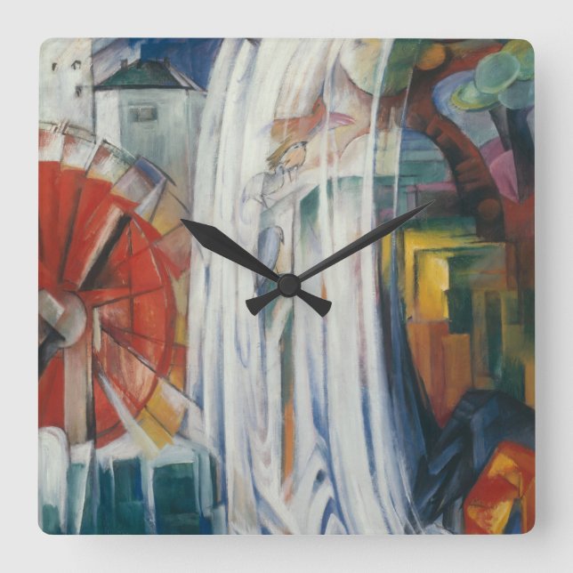 Franz Marc - The Bewitched Mill Square Wall Clock (Front)