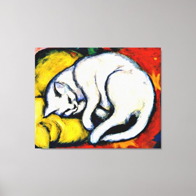 Franz Marc - White Cat. famous painting, Canvas Print (Front)
