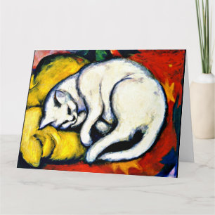 Franz Marc - White Cat. famous painting, Card