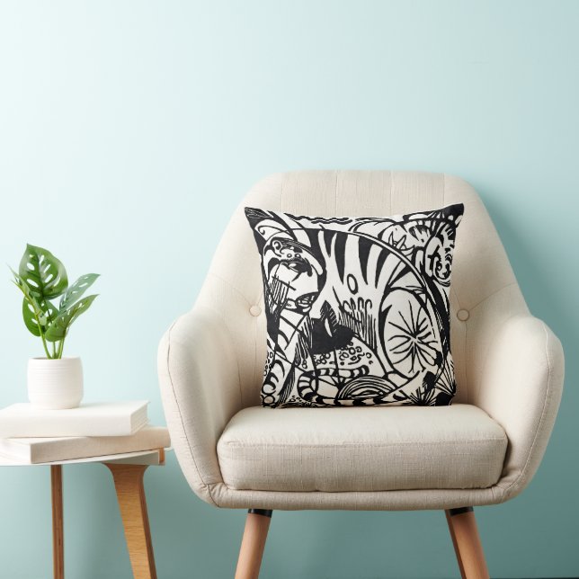 Franz Marc's Expressionist Tiger Throw Pillow (Chair)