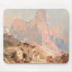 Franz Unterberger:Figures in a Village,Dolomites Mouse Mat