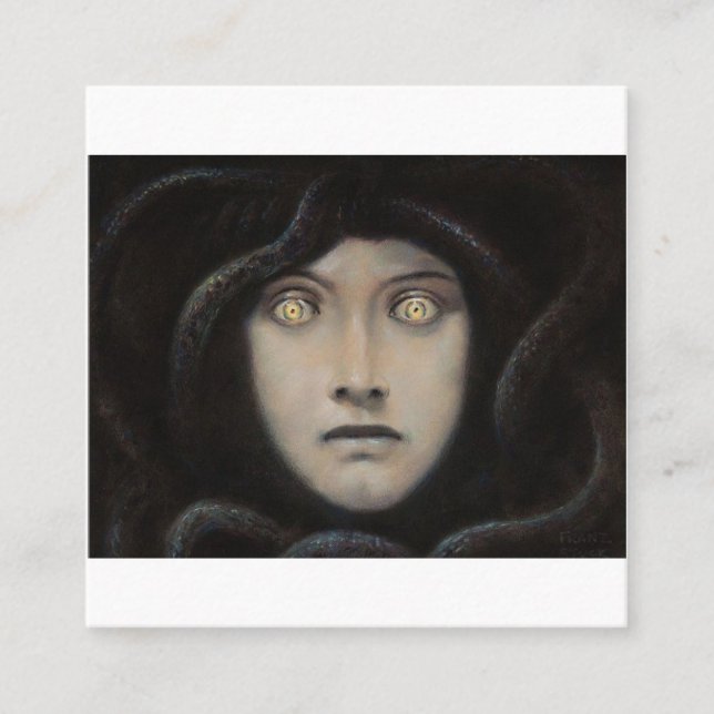 Franz Von Stuck - Head Of Medusa Square Business Card (Front)