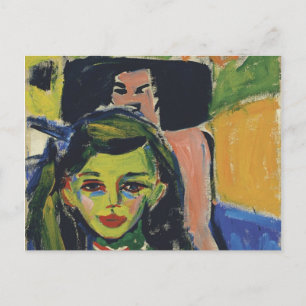 Fränzi in front of Carved Chair by Ernst Kirchner Postcard