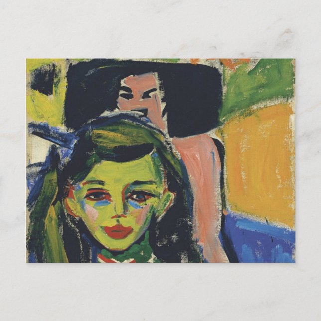 Fränzi in front of Carved Chair by Ernst Kirchner Postcard (Front)