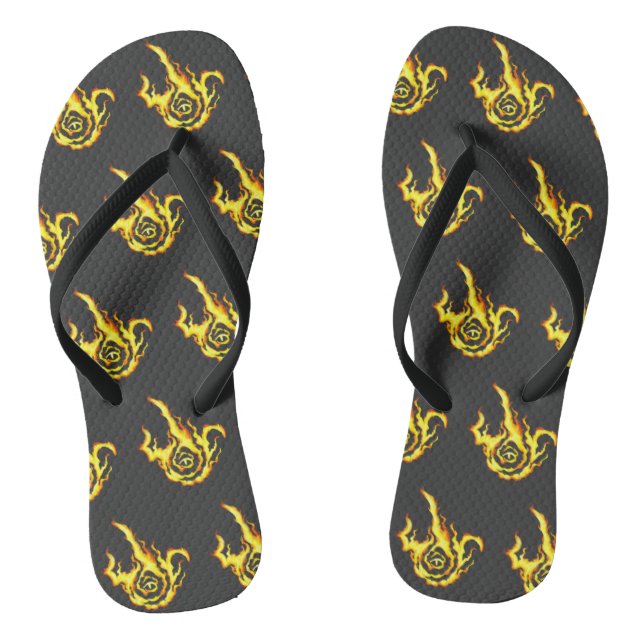Franzied Flame Fan Art Flip Flops (Footbed)