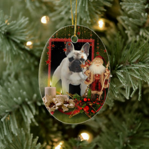 Französische Buldoggen Weihnachten Ceramic Tree Decoration
