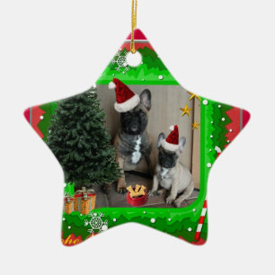 Französische Buldoggen Weihnachten Ceramic Tree Decoration
