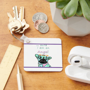 Französische Bulldogge Angel Key Ring
