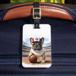 französische Bulldogge Basketball Luggage Tag