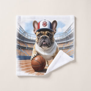 Französische Bulldogge Basketball  Wash Cloth
