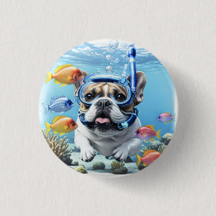 Französische Bulldogge beim Schnorcheln 3 Cm Round Badge