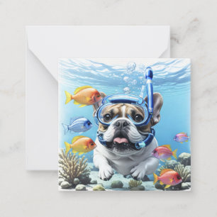 Französische Bulldogge beim Schnorcheln Card