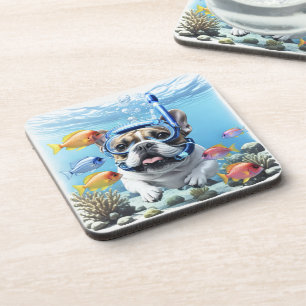 Französische Bulldogge beim Schnorcheln Coaster