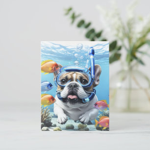 Französische Bulldogge beim Schnorcheln Postcard