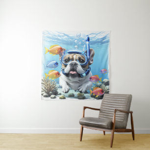 Französische Bulldogge beim Schnorcheln Tapestry