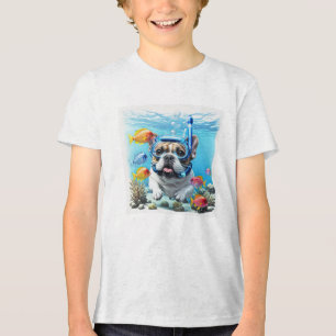 Französische Bulldogge beim Schnorcheln Tri-Blend Shirt