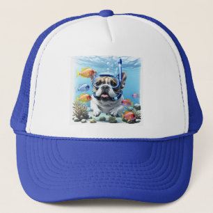 Französische Bulldogge beim Schnorcheln Trucker Hat