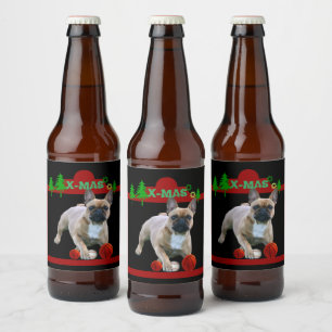 französische Bulldogge Bieretikett Weihnachten Beer Bottle Label