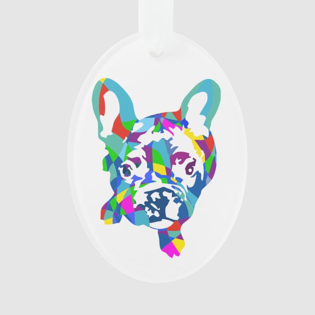 Französische Bulldogge Bunt Ornament (Front)